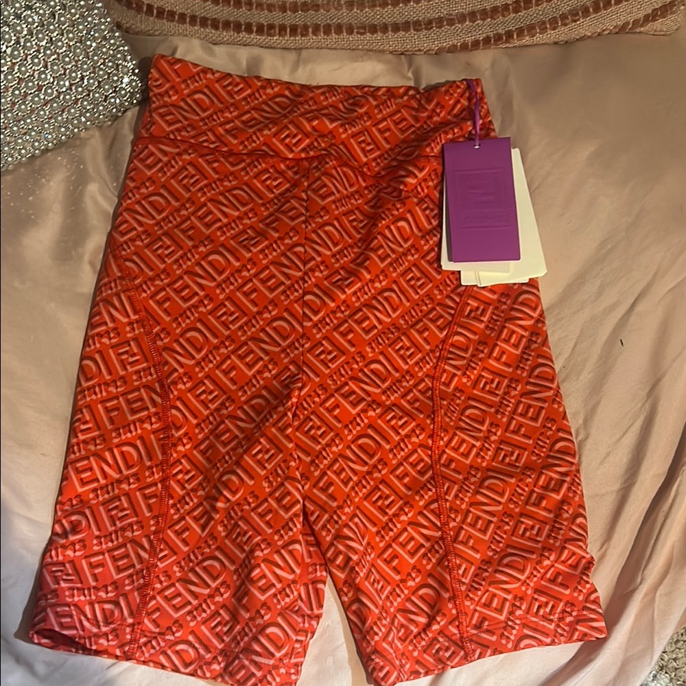 Fendi x Skims Vibrant Red Embossed Shorts